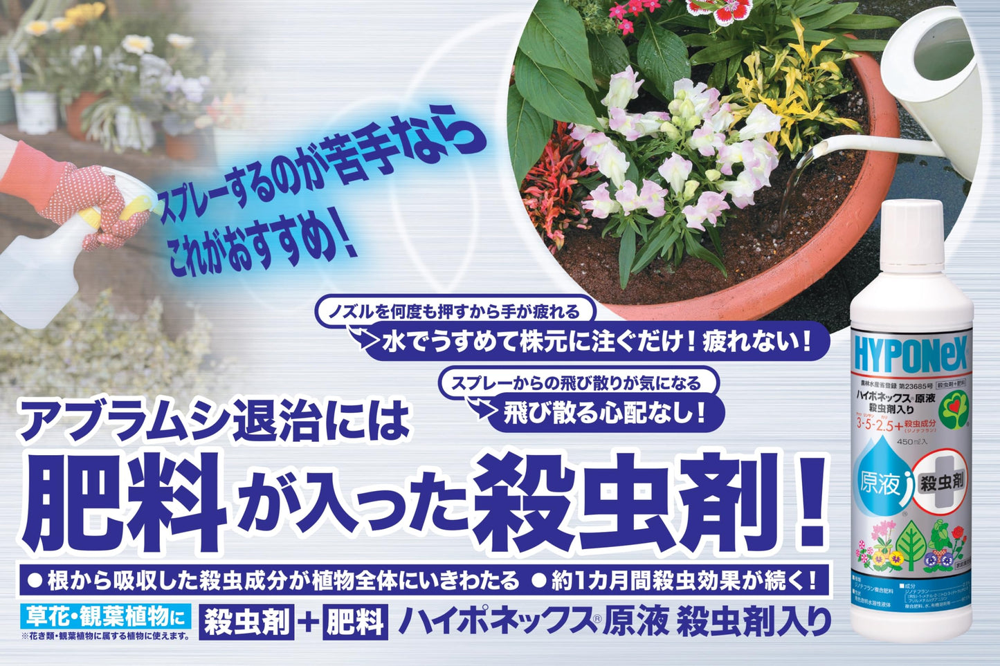 ハイポネックス原液 殺虫剤入り 450ml 容量450ML ハイポネックスジャパン 園芸用品・殺虫剤