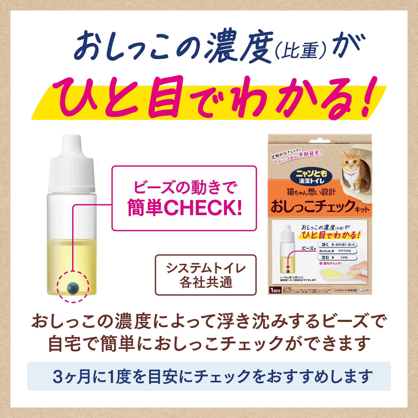 ニャンとも清潔トイレ おしっこチェックキット 容量1クミ エステー ペット用品