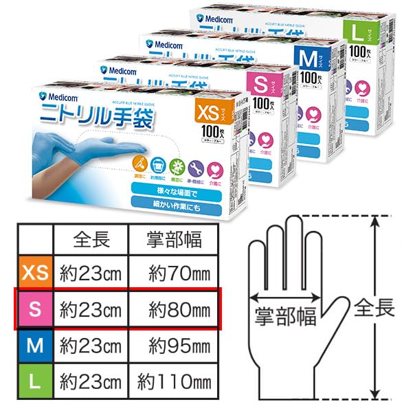 アキュフィットブルーニトリルグローブエスサイズ 容量100マイ ARメディコム 使い捨て手袋