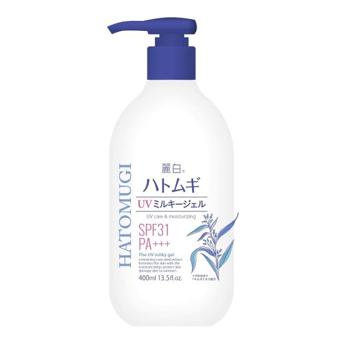 【まとめ買い】麗白 ハトムギ UVミルキージェル SPF31 PA+++ ポンプタイプ 大容量 400ML