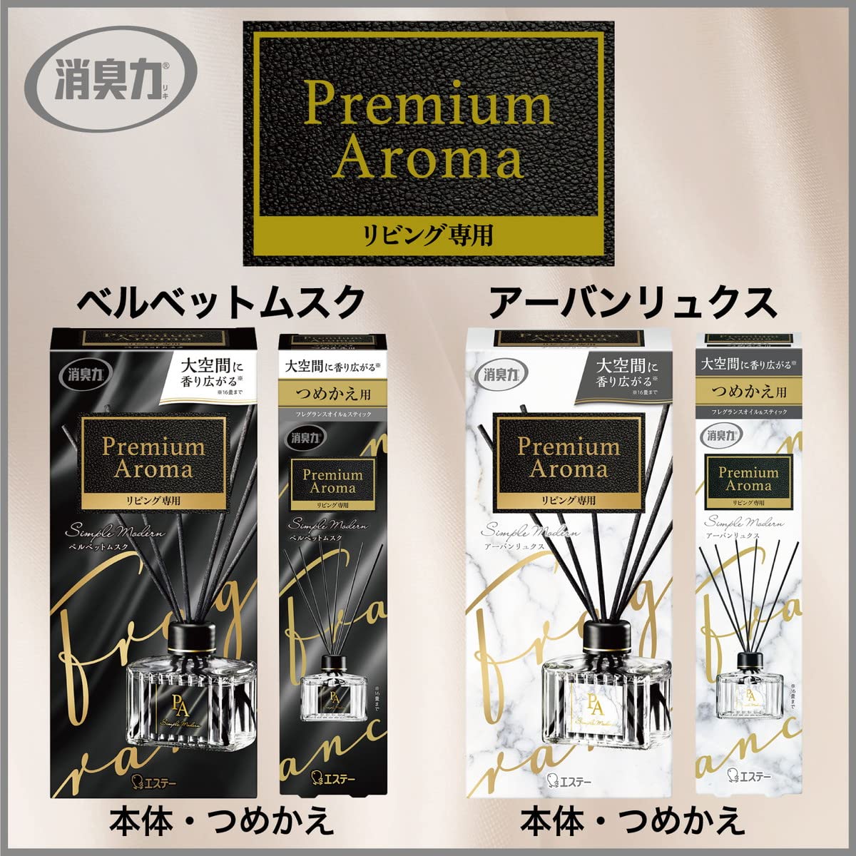 【まとめ買い】お部屋の消臭力 Premium Aroma Stick リビング専用 つめかえ アーバンリュクス