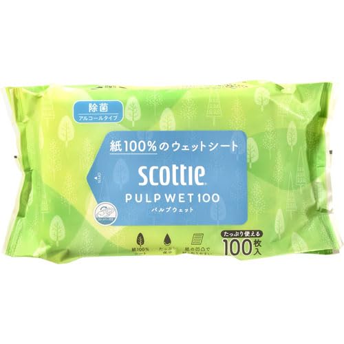 【まとめ買い】スコッティ ウェットティシュー 除菌アルコール PULP WET 100容量100マイ×24点セットウェットティッシュ