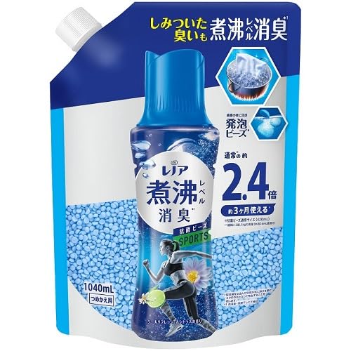 【まとめ買い】レノア煮沸レベル消臭抗菌ビーズ スポーツ クールリフレッシュ&シトラスの香りつめかえ用特大