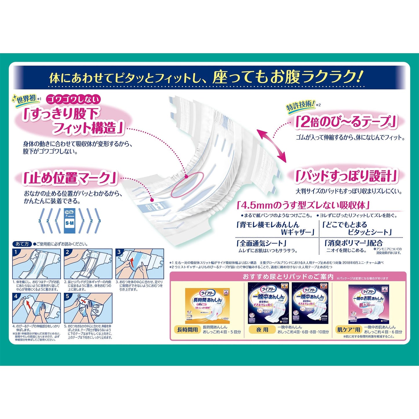 【まとめ買い】ライフリーのびーるフィットうす型軽快テープ止めSM22 容量22枚×4点セット 大人用オムツ - MONOW 公式ショップ