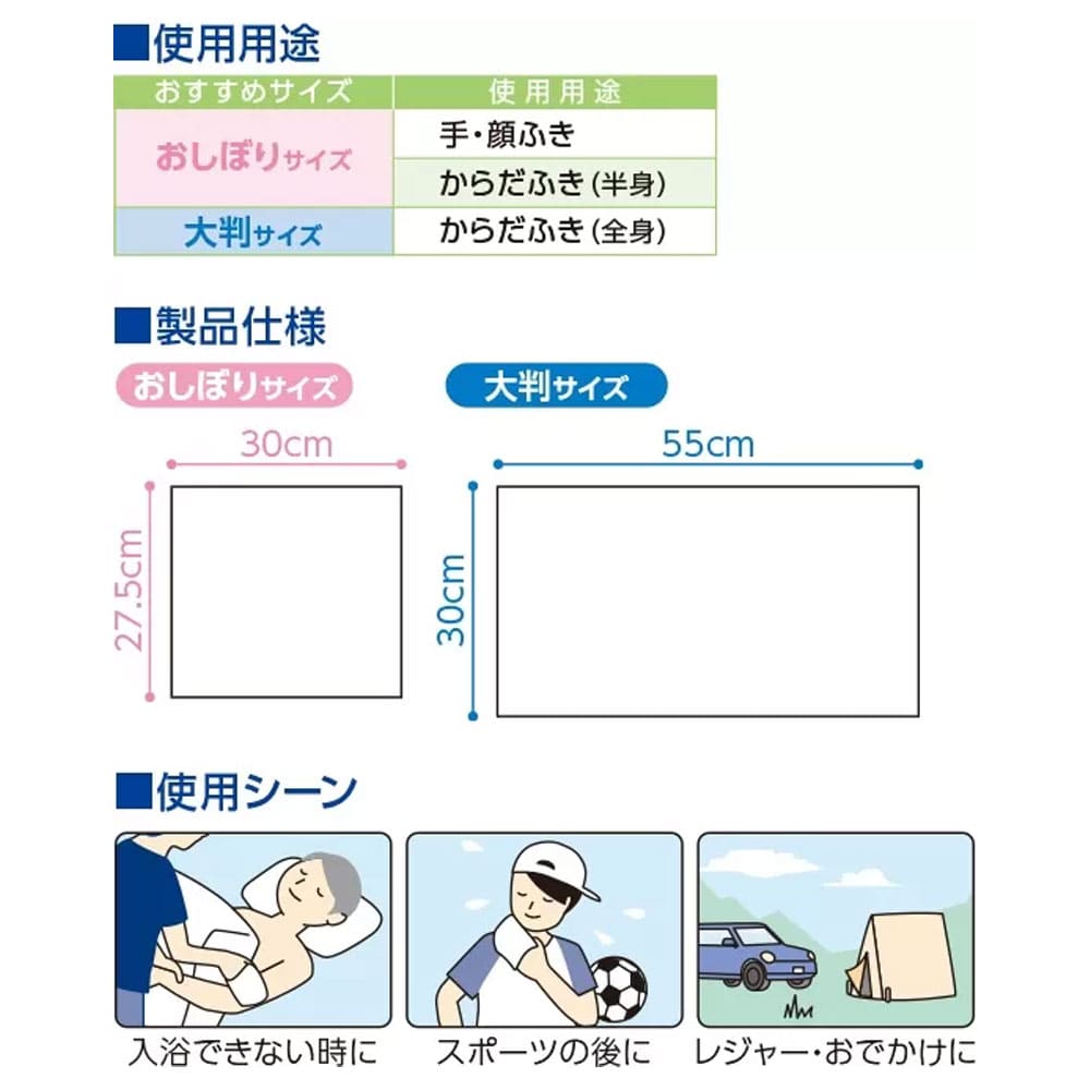 プラスハート からだふきぬれタオル おしぼりサイズ 1枚入×30個