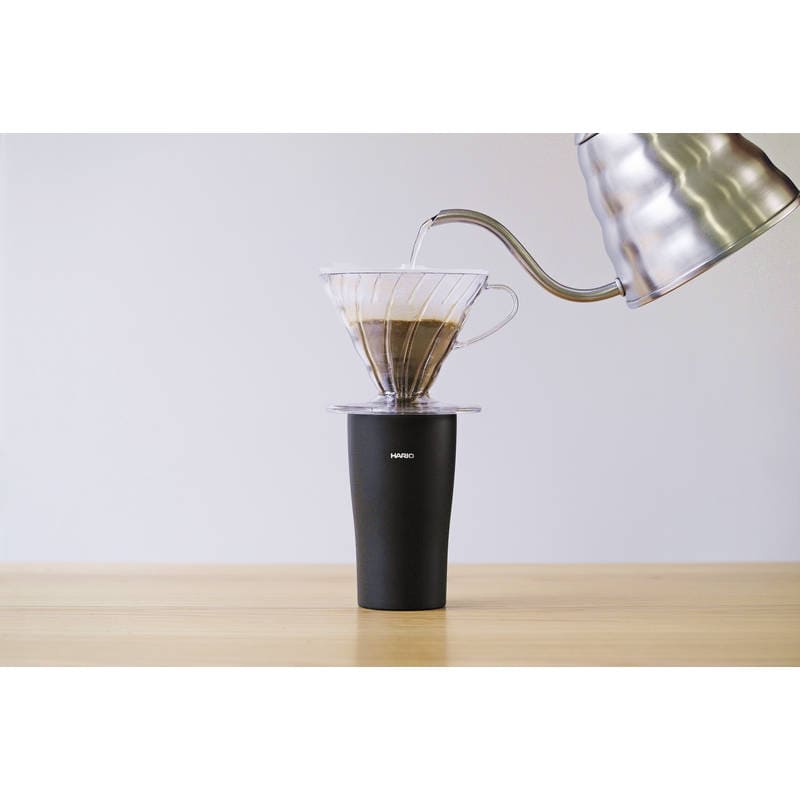 ハリオ フタ付き保温タンブラー300mL STF-300-B ブラック