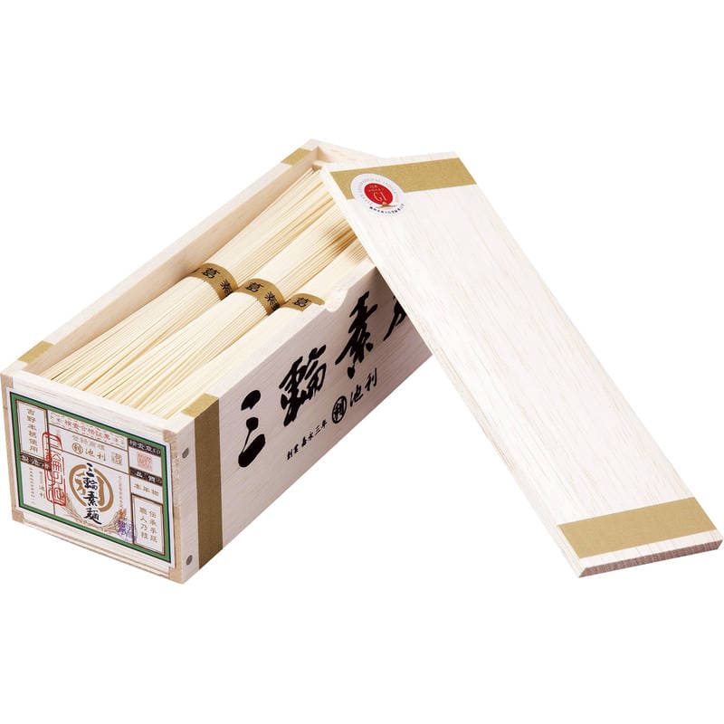 池利 吉野葛入り三輪素麺 ミニ木箱 P-9K
