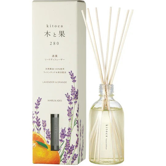 【2点セット】 消臭・芳香剤(ディフューザー) 木と果(天然精油100%使用)280ml ラベンダー & オレンジ 日本製 sangoaroma