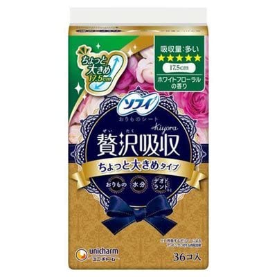 ソフィKiyoraぜい沢吸収ホワイトフローラル多い用36枚 容量40枚 ユニ・チャーム 生理用品