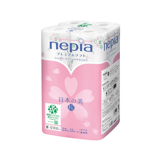 ネピアプレミアムソフトトイレットロール 日本の美12ロールダブル桜 容量12コ 王子ネピア