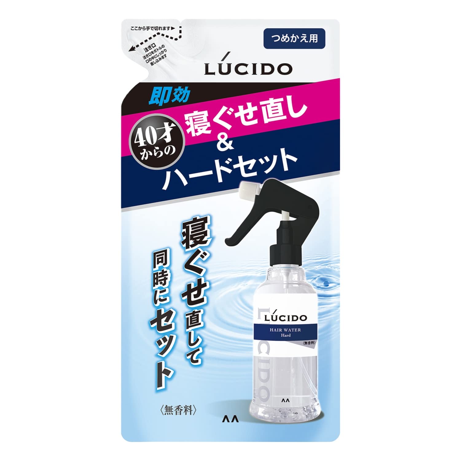 ルシード 寝ぐせ直し＆スタイリングウォーター ハード 詰替え用 容量230ML マンダム