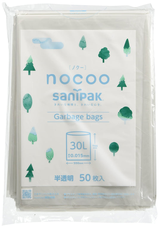 CN35 nocoo（ノクー） 30L50P 半透明 容量50ﾏｲ 日本サニパック ゴミ袋・ポリ袋