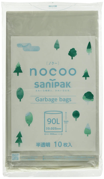 CN91 nocoo（ノクー） 90L10P 半透明 容量10ﾏｲ 日本サニパック ゴミ袋・ポリ袋
