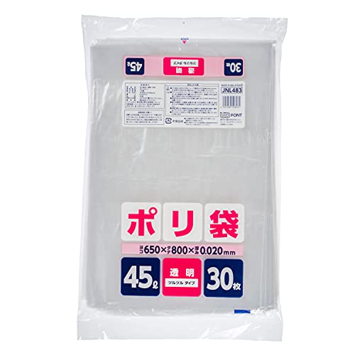 ＪＮＬ４８３ポリ袋４５Ｌ透明 容量30ﾏｲ ジャパックス ゴミ袋・ポリ袋