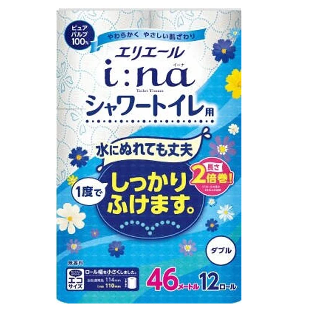 エリエールｉ：ｎａ（イーナ）トイレットティシューシャワー用２倍巻１２Ｒ（ダブル）容量12ｶﾝ