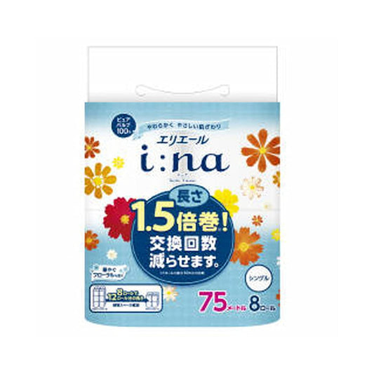 エリエールｉ：ｎａ（イーナ）トイレットティシュー１．５倍巻８Ｒ（シングル） 容量8ｶﾝトイレットペーパー