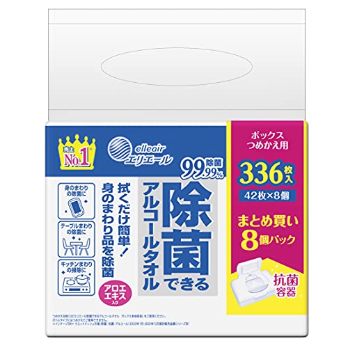エリエール除菌できるアルコールタオルボックスつめかえ用４２枚×８Ｐ 容量42ﾏｲウェットティッシュ