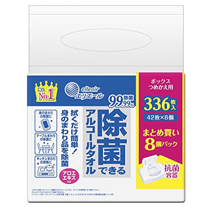 エリエール除菌できるアルコールタオルボックスつめかえ用４２枚×８Ｐ 容量42ﾏｲウェットティッシュ