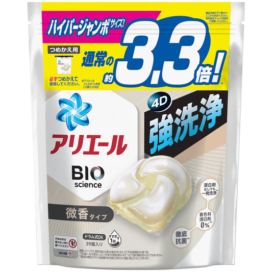 アリエールジェルボール４Ｄ微香　つめかえハイパージャンボサイズ 容量39コ Ｐ＆Ｇ 衣料用洗剤