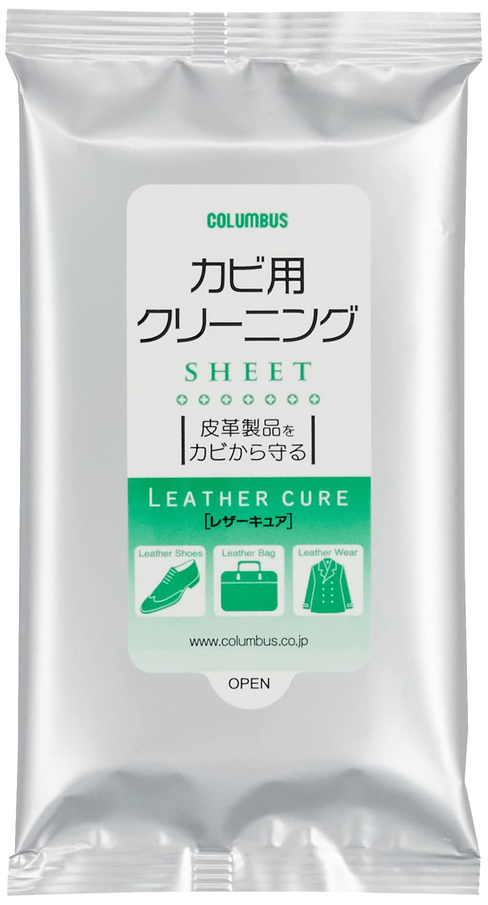 コロンブスレザーキュアカビ用クリーニングシート 容量10マイ コロンブス シューケア