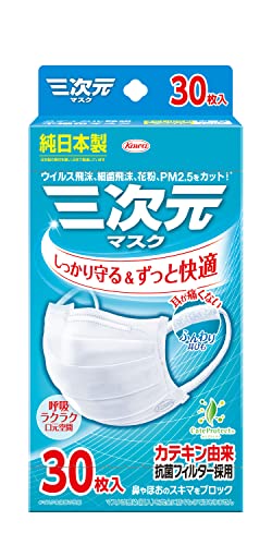 三次元マスクすこし小さめＭＳサイズホワイト３０枚 容量30ﾏｲ 興和 マスク
