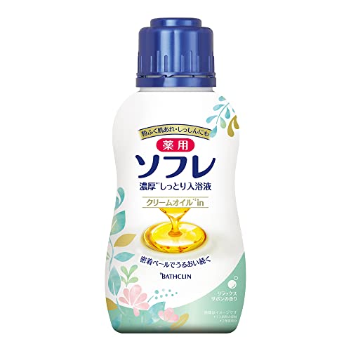 薬用ソフレ　濃厚しっとり入浴液　リラックスサボンの香り　４８０ｍｌ 容量480ML バスクリン 入浴剤