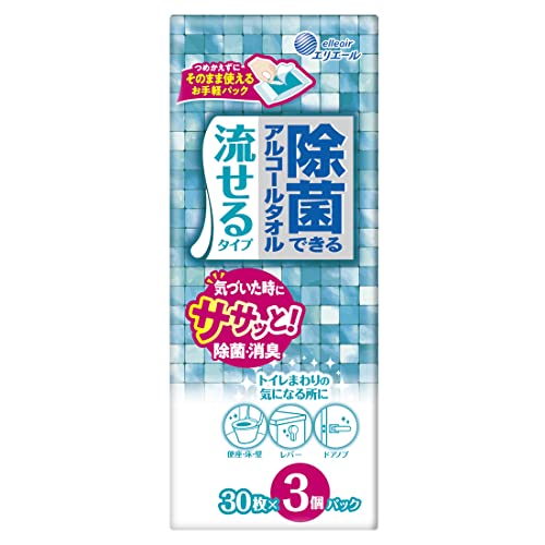エリエール　除菌できるアルコールタオル　流せるタイプ３０枚×３Ｐ 容量3P大王製紙 ウェットティッシュ