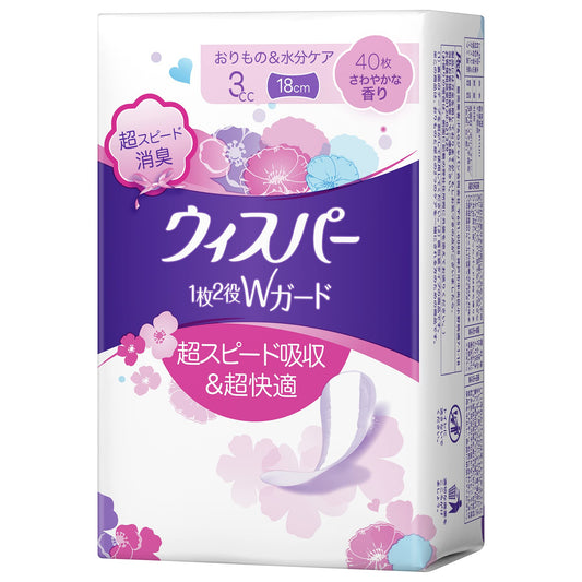 ウィスパー１枚２役Ｗガード　３ｃｃ　４０枚　さわやかな香り 容量40ﾏｲ Ｐ＆Ｇ 生理用品