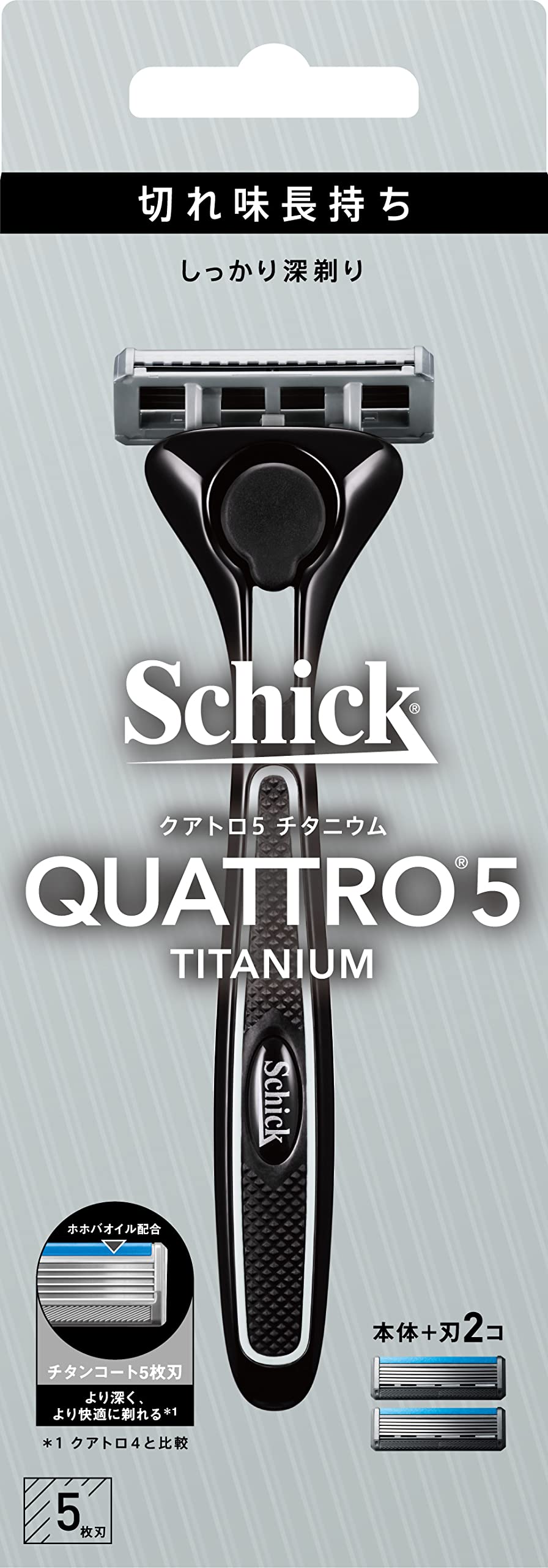 クアトロ５チタニウム　ホルダー（刃付き＋替刃１コ） 容量1ﾎﾝシック(Schick) 男性用カミソリ