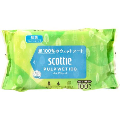 スコッティ　ウェットティシュー　除菌アルコール　ＰＵＬＰ　ＷＥＴ　１００ 容量100ﾏｲ ウェットティッシュ
