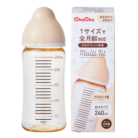 チュチュ　マルチフィット広口タイプ　プラスチック製ほ乳瓶２４０ｍＬ 容量1ホンジェクス ベビー用品