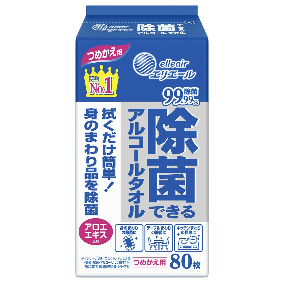 Ｅ除菌アルコールタオル詰替８０枚 容量80枚 大王製紙 ウェットティッシュ