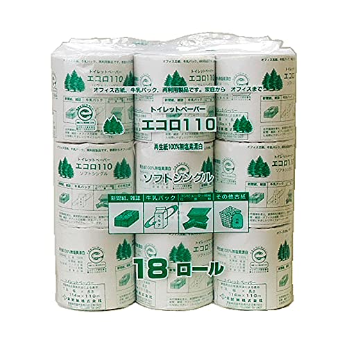 エコロ１８ロールシングル１１０メートル巻１０７幅 容量18R 泉製紙 トイレットペーパー
