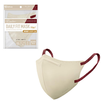 ＤＡＩＬＹ　ＦＩＴ　ＭＡＳＫ　フィルタープラス　立体ふつうサイズ５枚　ペールベージュ×ボルドー容量5ﾏｲ