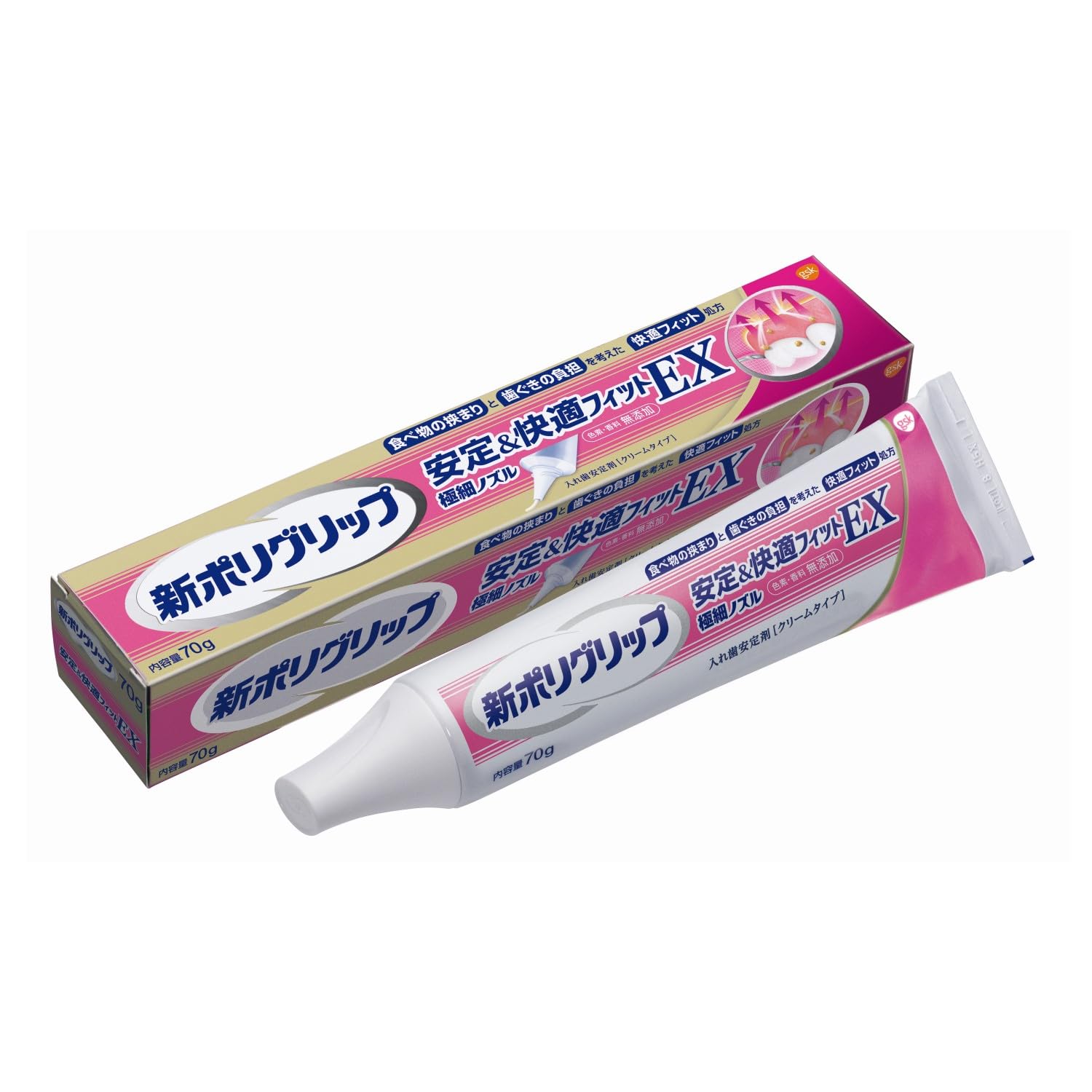 新ポリグリップ　安定＆快適フィットＥＸ　７０ｇ 容量70G グラクソスミスクライン 入れ歯用