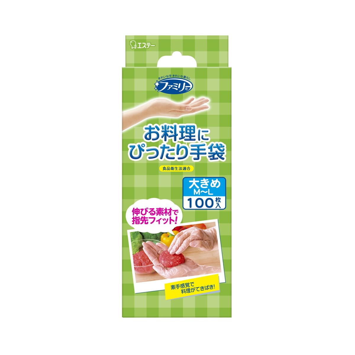 ファミリー　お料理にぴったり手袋　ＭＬサイズ　半透明　１００枚 容量100ﾏｲエステー 使い捨て手袋