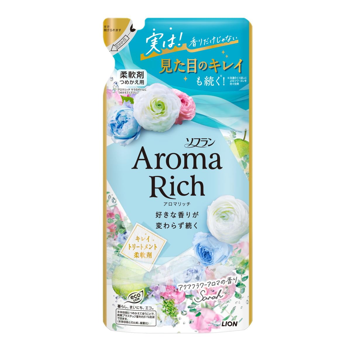 ソフラン　アロマリッチ　サラ　つめかえ用　３８０ｍｌ 容量380ML ライオン 衣料用洗剤