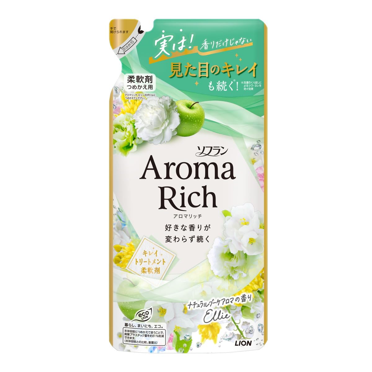 ソフラン　アロマリッチ　エリー　つめかえ用　３８０ｍｌ 容量380ML ライオン 衣料用洗剤