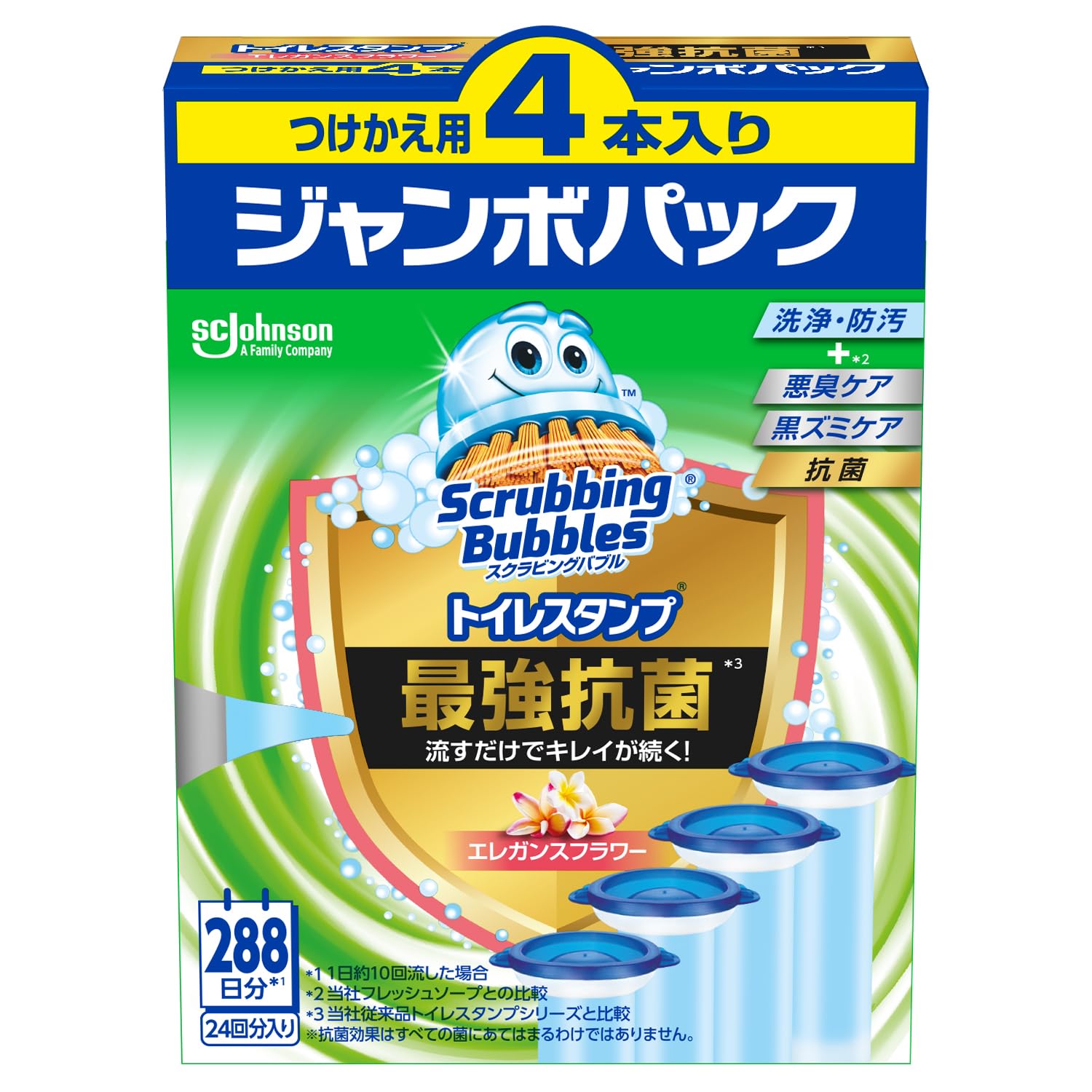 スクラビングバブル　トイレスタンプ最強抗菌　エレガンスフラワー替え４Ｐ 容量4ﾎﾝ 住居洗剤・トイレ用