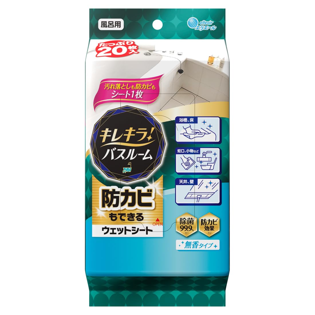 キレキラ！バスルームクリーナー　徹底キレイ　ウエットシート２０枚　フレッシュフローラルの香り容量20ﾏｲ