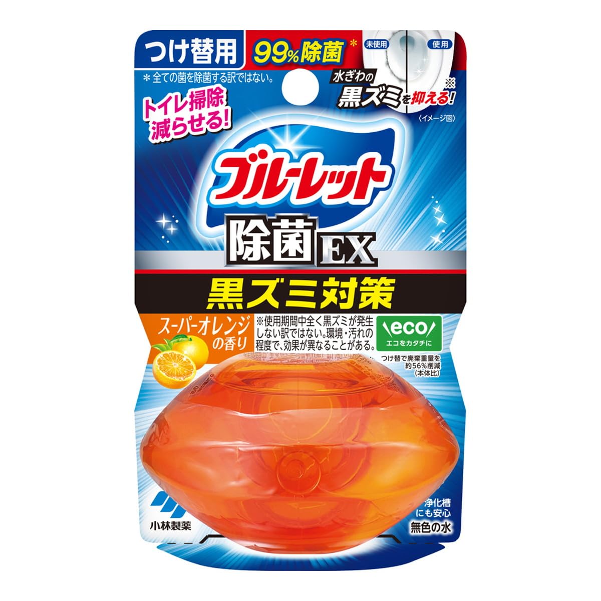 液体ブルーレットおくだけ除菌ＥＸつけ替スーパーオレンジ 容量67ML 小林製薬 芳香剤・タンク