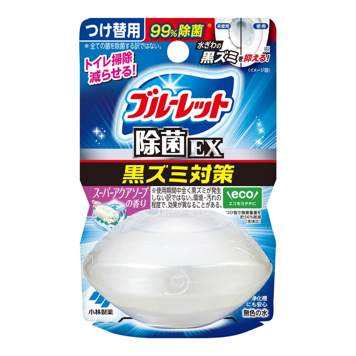 液体ブルーレットおくだけ除菌ＥＸつけ替スーパーアクアソープ 容量67ML 小林製薬 芳香剤・タンク