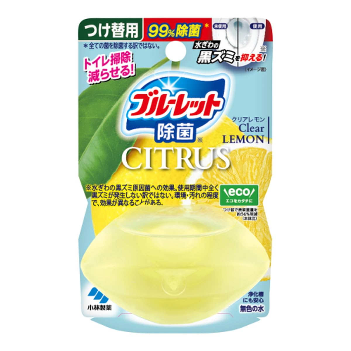 液体ブルーレット除菌シトラス　つけ替用　クリアレモン香り 容量67ML 小林製薬 芳香剤・タンク