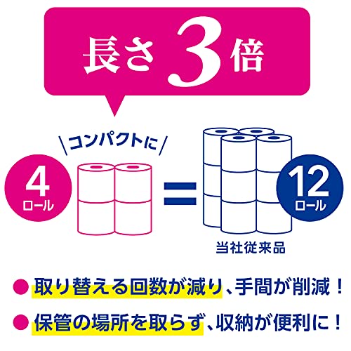 スコッティ　フラワーパック　３倍長持ち　４ロール（ダブル） 容量4缶 トイレットペーパー