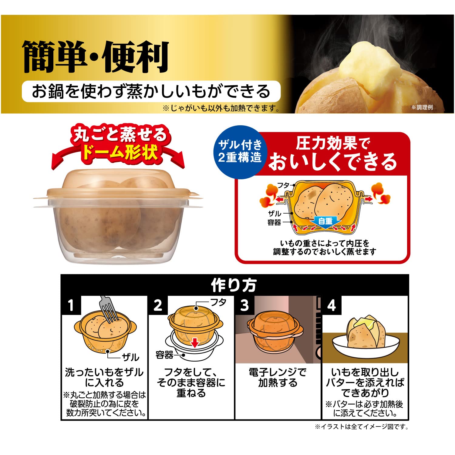 レンジでじゃがバターＮ　１個 容量1コ エビス 台所用品