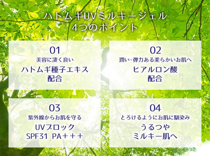 麗白　ハトムギ　ＵＶミルキージェル　250ｍｌ 容量250ML 熊野油脂 ＵＶ・日焼け止め