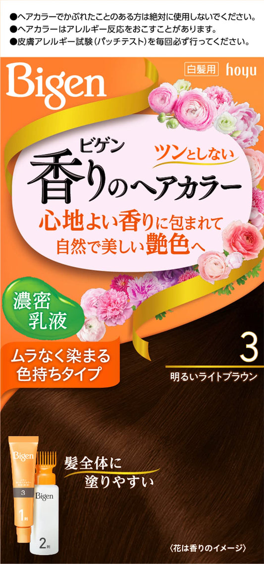 ビゲン　香りのヘアカラー　乳液　３　明るいライトブラウン 容量1個 ホーユー ヘアカラー・白髪用