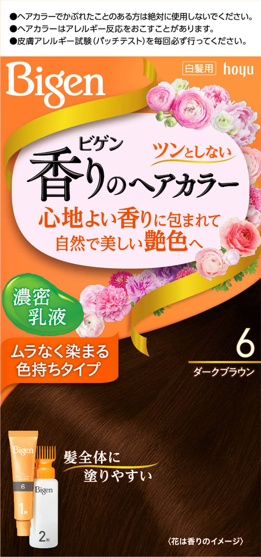 ビゲン　香りのヘアカラー　乳液　６　ダークブラウン 容量1個 ホーユー ヘアカラー・白髪用