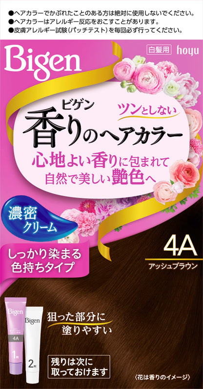 ビゲン　香りのヘアカラー　クリーム　４Ａ　アッシュブラウン 容量80G ホーユー ヘアカラー・白髪用