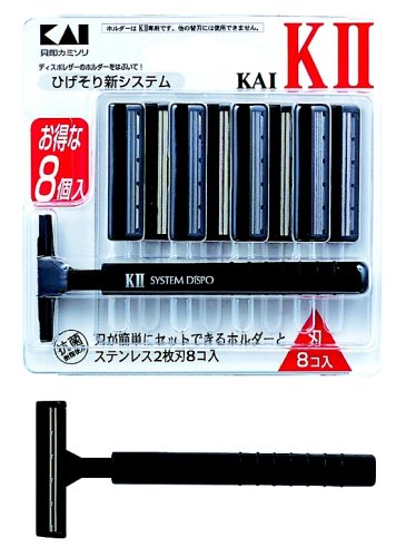 Ｋ２－８Ｂ　ＫＡＩ－Ｋ２替刃８コ付 容量 貝印 男性用カミソリ